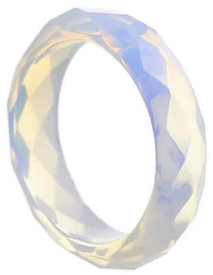 Produktbild von Faccetierter Ring aus Opalit (synth. Mondstein) Damenring Steinring Opalitring Mondsteinring schlicht, Ringgröße:Innenumfang 54mm Ø17.2mm