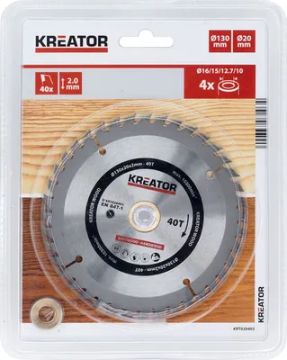 Obrázek produktu pro Pilový kotouč Ø 130 x 20 x 2 mm 40 zubů Pilový kotouč na dřevo + 4 redukční kroužky