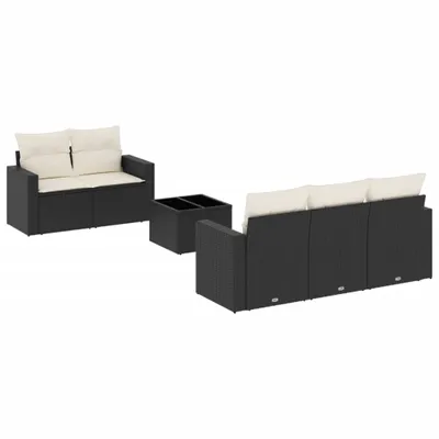 Produktbild von vidaXL 6-tlg. Garten-Sofagarnitur mit Kissen Schwarz Poly Rattan