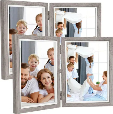 Produktbild von Set von 2 Klappbaren Bilderrahmen für 2 Fotos - Holzcollage 13x18 cm