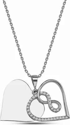 Produktbild von Dkeniz Anhänger mit Kette 925/- Sterling Silber 42 cm + 3cm weiß Zirkonia weiß 145240004