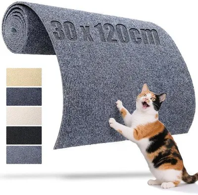 Image de Tapis anti-griffures autocollant pour chat, 120 x 30 cm, gris, protection