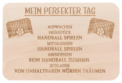 Produktbild von Frühstücksbrettchen "Handbal" von Buchenhout mit Gravur, 22 x 15 x 1 cm