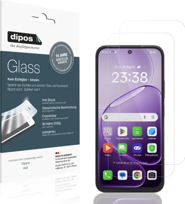Produktbild von 2x Schutzfolie für Oppo A6t - Anti-Shock 9H Folie dipos Glass Kunststoffglas