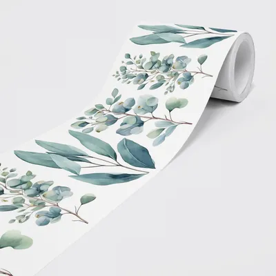 Image de Bordure autocollante - Bordure de papier peint - Bordure murale - Sticker mural décoratif - Eucalyptus - 5,00 m x 0,15 m par rouleau