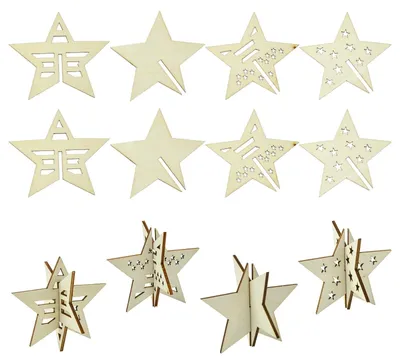 Produktbild von Solidchoice – Set mit 20 sternförmigen Holzformen zum Basteln