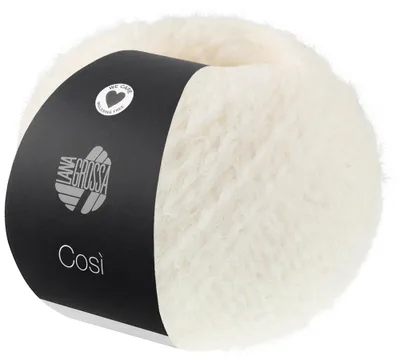 Produktbild von Lana Grossa COSÌ 50 g Flauschiges Merino-Dochtgarn mit Effektstruktur Farbe 001 - Weiß