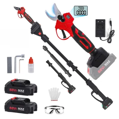 Produktbild von 2-in-1 kabellose Astschere, 0-30mm Schnittdurchmesser, elektrische Gartenschere mit 2,7 m Verlängerungsstange, Baumschere mit 2 Akku, LCD-Display, SK5