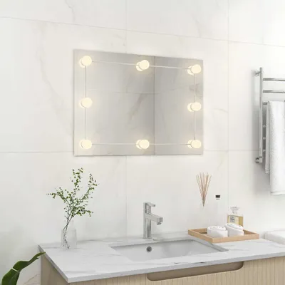 Produktbild von Wandspiegel ohne Rahmen mit LED-Beleuchtung Rechteckig Glas