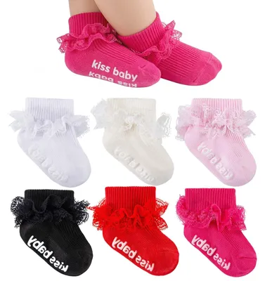 Produktbild von UKTYUAS 6 Paar Rüschen Mädchen Babysocken 0-24 Monate, Rutschfeste Söckchen für