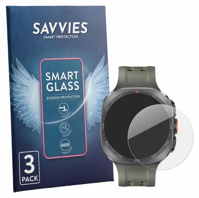 Produktbild von 3x Savvies Schutzglas Folie für Samsung Galaxy Watch Ultra 2 (47 mm) 9H Panzer Schutzfolie Glas Displayschutz klar transparent