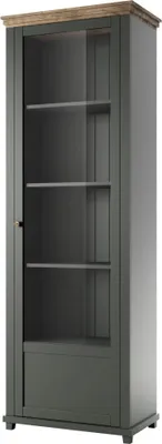 Produktbild von Furniture24 Vitrine Links Evora 06 mit 1 Tür und Einlegeboden, Grün, Landhaus möbel, Wohnzimmerschrank ohne Beleuchtung