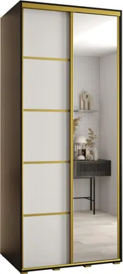 Produktbild von MEBLE KRYSPOL Davos 5 Schrank, zwei Türen - 235,2x110x60 cm - Schwarz Weiß Gold