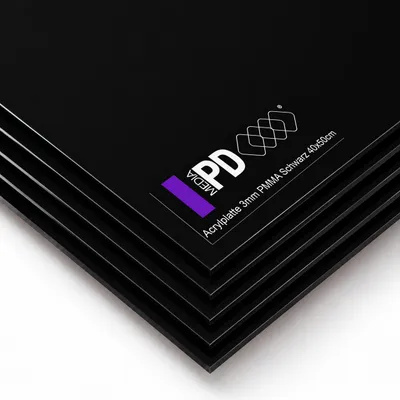 Produktbild von Acrylglasplatte Schwarz 40x50 cm 3mm PMMA Acrylglas GS 5 Stück Set gegossen Bastelplatte Kunststoffplatte Laser