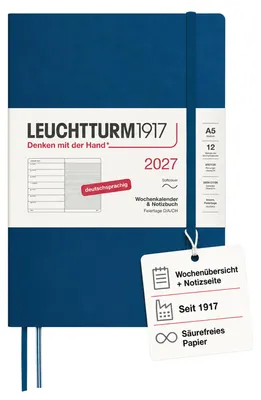 Produktbild von LEUCHTTURM1917 Wochenkalender 2027 Medium (A5) mit Notizbuch - Terminplaner Deut