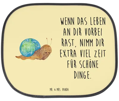Produktbild von Mr. & Mrs. Panda Sonnenschutz für Auto Schnecke Sir - Gelb Pastell - Geschenk, Autoscheiben, Fürs, Schnecken, seitenscheibe, Lustige Sprüche, Motivation, Seitlicher