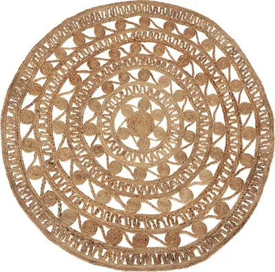 Produktbild von BELIANI Teppich Beige Jute ø 140 cm Kurzflor Mandala Design Handgefertigt Rund