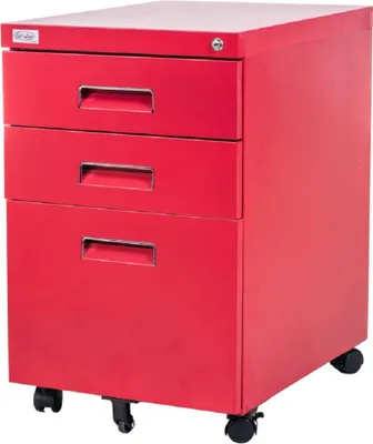 Produktbild von Büro Rollcontainer 3 Schubladen Haengeregistratur abschliessbar PAUL rot Bürocontainer