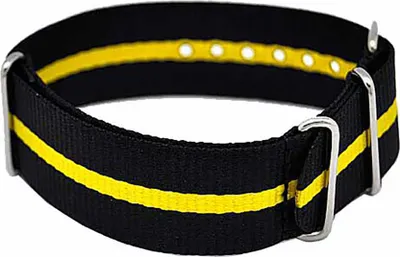 Produktbild von Uhrenarmband Durchzugsband Nylon schwarz/gelb 22mm NATO BAND