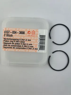 Obrázok produktu pre 2x originálne piestne krúžky STIHL 41370343000 34x1,5mm BG55 BG65 BG75 BG85 BR45C SH55 SH85 HS45 HS75 HS80