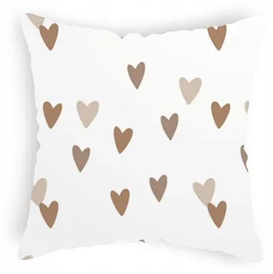 Obrázek produktu pro Designpremium Povlak na polštář bílý s béžovými srdíčky 40x40 cm