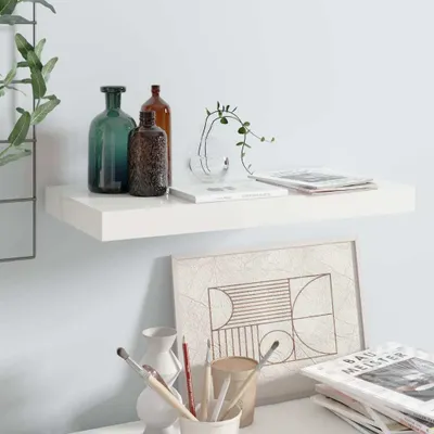 Obrázok produktu pre Maison Exclusive – Nástenná polica, vysoký lesk, biela, 50 x 23,5 x 3,8 cm, MDF