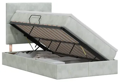 Image de vidaXL Lit de rangement avec matelas gris clair 120 x 200 cm velours
