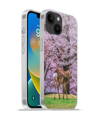 Produktbild von MuchoWow® Handyhülle Schutzhülle Hülle für Apple iPhone 14 - Softcase Hirsch - Rosa - Blüte Silikon Softcase Handy Hülle - Mobiltelefonhülle