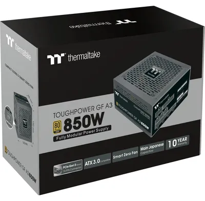 Produktbild von Thermaltake Toughpower GF A3 Gold 850W - TT Premium Edition, 850 W, 100 - 240 V, 50/60 Hz, 10 A, Aktiv, 100 W