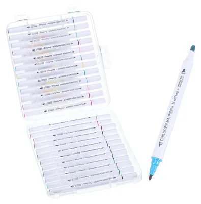 Alkoholmarker-Set, 24 Farben, Doppelspitze, mit Box
