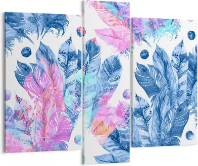 Produktbild von Bild auf Leinwand - Leinwandbild - Federn Vögel Bunt Komposition - 95x80cm - Wand Bild - Wanddeko - Leinwanddruck - Bilder - Kunstdruck - Wanddekoration - Leinwand bilder - Wandkunst - CB95x80-2945