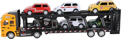 Obrázek produktu pro Kovový model nákladního automobilu, šest odnímatelných vagonů, žlutý model pro děti, simulační model nákladního automobilu