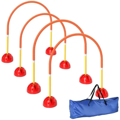 Produktbild von 4-teiliges Agility-Trainingsset – Hunde-Agility-Trainingsset – mit 4 verstellbaren Türen – inklusive Aufbewahrungstasche – 100 x 19,5 x 95 cm – Orange