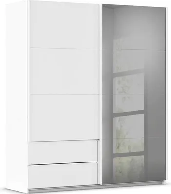 Produktbild von Schwebetürenschrank Elara mit Spiegel in grau, weiß
