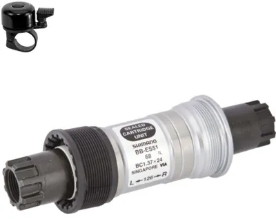 Produktbild von maxxi4you Shimano Fahrrad Innenlager BB-ES51-E Octalink 68mm / 126mm inkl. maxxi4you Fahrradklingel