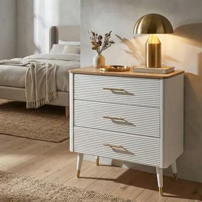 Obrázok produktu pre Komoda z bieleho a hnedého dreva s 3 zásuvkami 78x37x80 cm