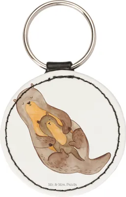 Produktbild von Mr. & Mrs. Panda Anhänger Otter Kind - Weiß - Geschenk, Familie, schlüsselanhänger klein, Taschenanhänger, Seeotter, Geburt, Bedruckt, Mama, Baby, für schlüssel