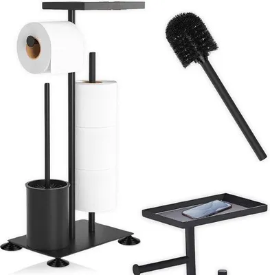 Produktbild von Toiletpapier- und WC-Bürstenhalter-Set aus Edelstahl mit Anti-Slip-Fußplatte