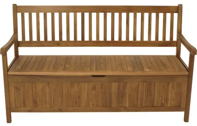 Produktbild von Truhenbank Holzbank Gartenbank 3 Sitzer geölt