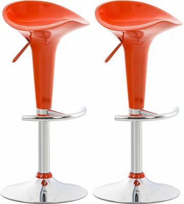 Produktbild von CLP 2er Set Barhocker Saddle mit drehbarem Kunsttoffsitz und Fußablage orange