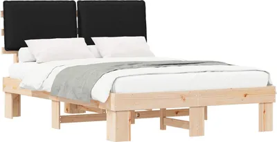 Produktbild von vidaXL Bettgestell mit gepolstertem Kopfteil Schwarz 140 x 200 cm