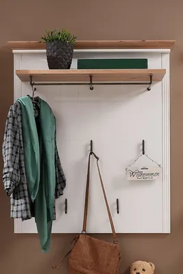 Produktbild von Garderobenpaneel Wandgarderobe Garderobe Hängegarderobe Flurmöbel "Jillana II" Pinie hell / Artisan Eiche