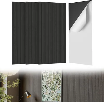 Produktbild von UISEBRT 4x Akustikplatten 120x60cm selbstklebend, Schallschutz Wandpaneele, Hochdichte Schalldämmung, Schallabsorber für Heimkino Studio Büro, Schwarz