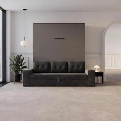 Produktbild von Schrankbett M3 160x200 (Tiefe 55cm) Vertikal Anthrazit inkl.SOFA Anthrazit
