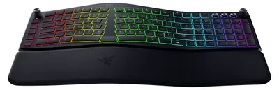 Produktbild von Razer Pro Type Ergo, Verkabelt & Kabellos, USB + RF Wireless + Bluetooth, Scherenschalter, QWERTY, RGB-LED, Schwarz