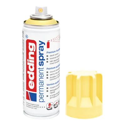 Produktbild von edding 5200 Permanent Spray - pastellgelb matt - 200 ml - Acryllack zum Lackieren und Dekorieren von Glas, Metall, Holz, Keramik, Kunststoff, Leinwand - Lackspray, Acrylspray, Farbspray
