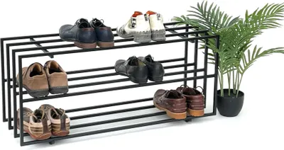Produktbild von DanDiBo Schuhregal Metall Schwarz 3 Ebenen 96552 Schuhablage Schuhständer Modern Stabil Massiv Schuhschrank Ablage