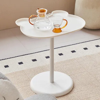 Produktbild von Couchtisch  Nachttisch Beistelltisch Regal Ablageregal Teetisch Kleiner Couchtisch Beistelltisch Wohnzimmer 47*52cm Weiß 【 BJXX5635】