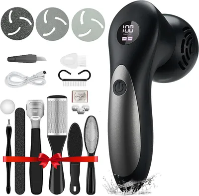 Produktbild von Hornhautentferner,Elektrischer Fußpflege-Roller mit 10-teiliges Zubehör– Dead Skin & Callus Remover, schwarz