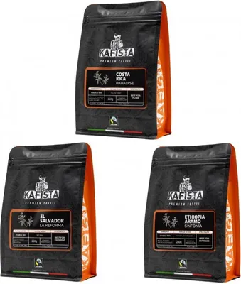 Zdjęcie produktu dla Kawa selekcjonowana - Kafista opakowanie 3x250g - Palona we Włoszech, ziarna Fiartrade, SCA